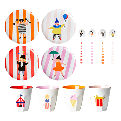 Kids Circus Print Melamine Set for 4 By Rice DK